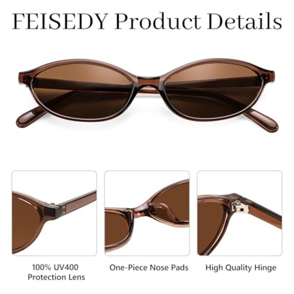 Retro Oval Cat Eye Sunglasses Women Lightweight UV400 Protection Sunnies